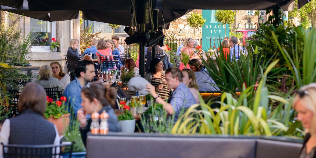 Outdoor seating terrace in Edinburgh